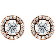 14K Rose 1/2 CTW Lab-Grown Diamond Halo-Style Earrings