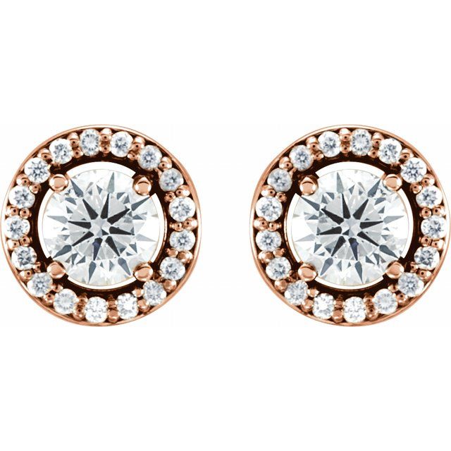 2 CTW Lab-Grown Diamond Halo-Style Earrings