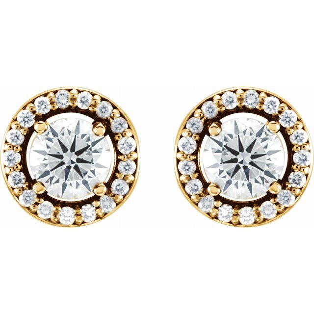 14K Yellow 1/2 CTW Natural Diamond Halo-Style Earrings