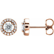14K Rose 1/2 CTW Natural Diamond Halo-Style Earrings