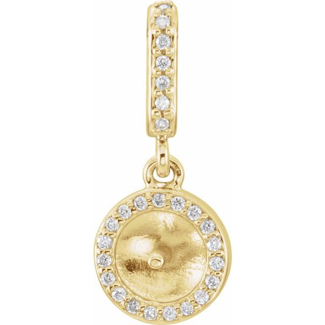 14K Yellow .06 CTW Natural Diamond Semi-Set Pendant for 5.5-6 mm Pearl