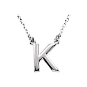 14K Gold Block Font Initial Necklace 16" in Rose Yellow & White
