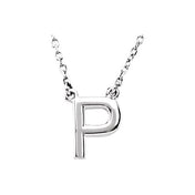 14K Gold Block Font Initial Necklace 16" in Rose Yellow & White