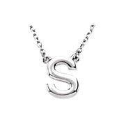 14K Gold Block Font Initial Necklace 16" in Rose Yellow & White