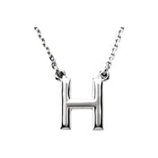 14K Gold Block Font Initial Necklace 16" in Rose Yellow & White