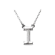 14K Gold Block Font Initial Necklace 16" in Rose Yellow & White