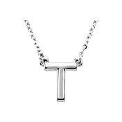 14K Gold Block Font Initial Necklace 16" in Rose Yellow & White