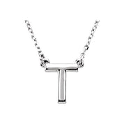 14K Gold Block Font Initial Necklace 16" in Rose Yellow & White