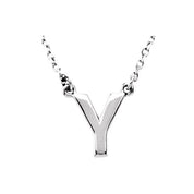 14K Gold Block Font Initial Necklace 16" in Rose Yellow & White