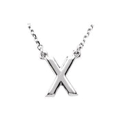 14K Gold Block Font Initial Necklace 16" in Rose Yellow & White