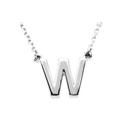 14K Gold Block Font Initial Necklace 16" in Rose Yellow & White