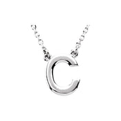 14K Gold Block Font Initial Necklace 16" in Rose Yellow & White