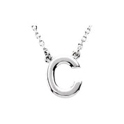 14K Gold Block Font Initial Necklace 16" in Rose Yellow & White