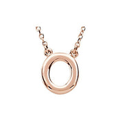 14K Gold Block Font Initial Necklace 16" in Rose Yellow & White