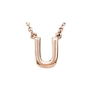 14K Gold Block Font Initial Necklace 16" in Rose Yellow & White