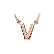 14K Gold Block Font Initial Necklace 16" in Rose Yellow & White