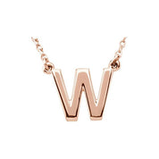 14K Gold Block Font Initial Necklace 16" in Rose Yellow & White