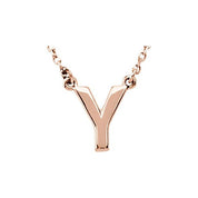 14K Gold Block Font Initial Necklace 16" in Rose Yellow & White
