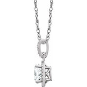 Sterling Silver Lab-Grown White Sapphire & .01 CTW Natural Diamond 18" Necklace
