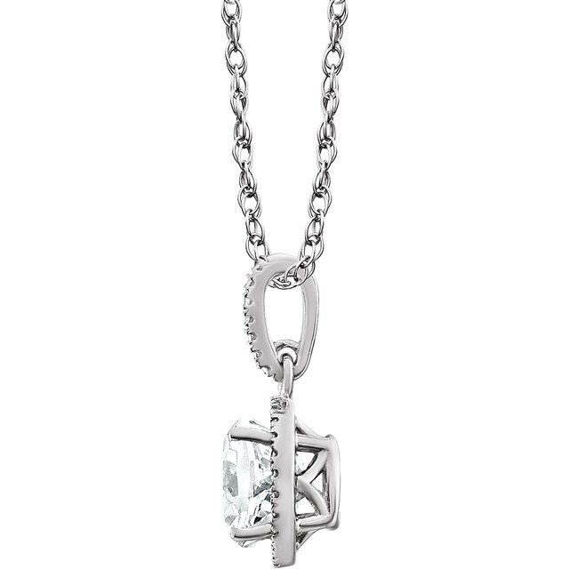 Sterling Silver Lab-Grown White Sapphire & .01 CTW Natural Diamond 18" Necklace
