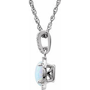 Sterling Silver Lab-Grown White Opal & .01 CTW Natural Diamond 18" Necklace