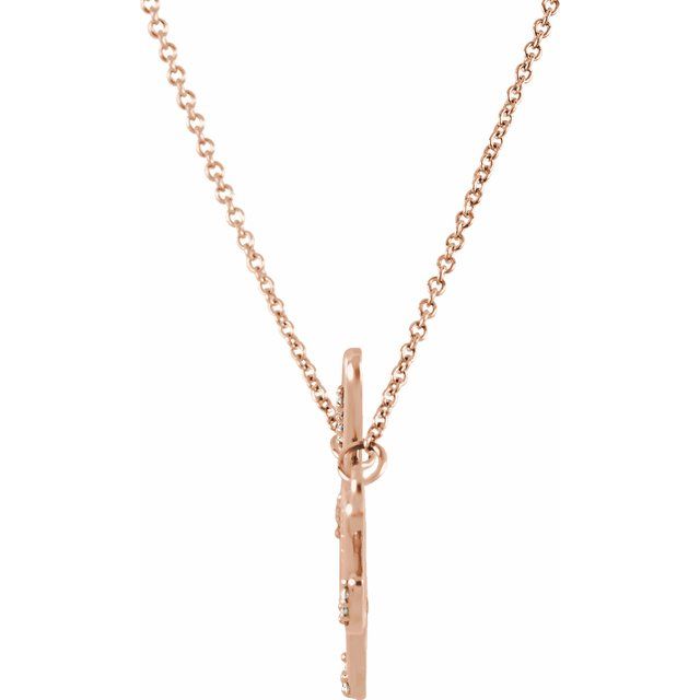 14K Rose .08 CTW Natural Diamond "Hope" Phrase 16 1/2* Necklace