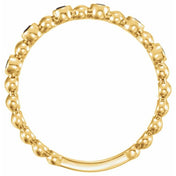Natural and Lab-Grown Alternating Bead & Gemstone Stackable Ring 1/5 Carat