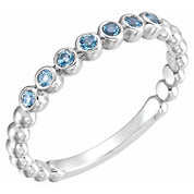 Platinum Natural Aquamarine Stackable Ring