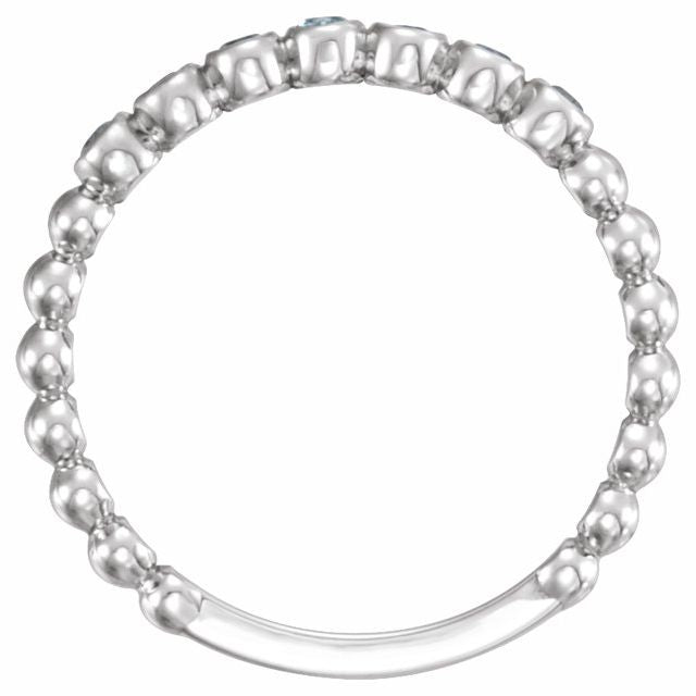 14K White Natural Aquamarine Stackable Ring