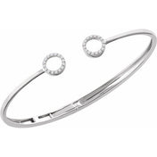14K White 1/6 CTW Natural Diamond Circle Hinged Cuff 7" Bracelet