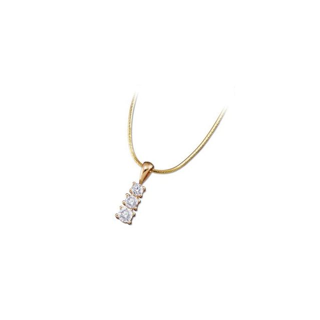 14K Yellow 3/4 CTW Natural Diamond Three-Stone 18" Necklace