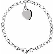 Sterling Silver Heart Charm 7.5" Bracelet