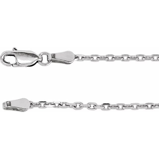 14K White 2 mm Diamond-Cut Cable 16" Chain