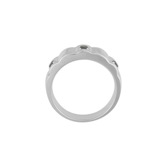 Sterling Silver 3/8 CTW Natural Black Diamond Three-Stone Ring