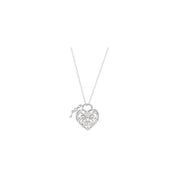 Sterling Silver 1/10 CTW Natural Diamond Heart Lock 18" Necklace