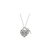 Sterling Silver 1/10 CTW Natural Diamond Heart Lock 18" Necklace