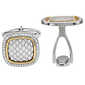 Sterling Silver & 14K Yellow 1/2 CTW Natural Diamond Snake Print Cuff Links