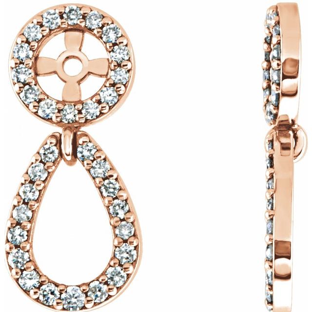 14K Rose 1/3 CTW Natural Diamond Earring Jackets