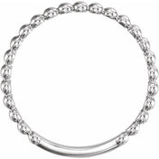 14K White 2 mm Stackable Beaded Ring