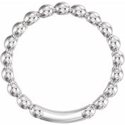 14K White 3 mm Stackable Beaded Ring