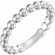 Platinum 3 mm Stackable Beaded Ring