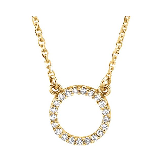 14K Yellow .08 CTW Natural Diamond Circle 16" Necklace