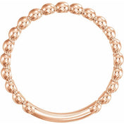14K Rose 2.5 mm Stackable Beaded Ring