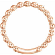 14K Rose 3 mm Stackable Beaded Ring