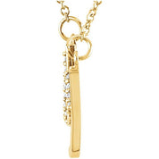 14K Yellow .06 CTW Natural Diamond "Lucky" Phrase 16 1/2" Necklace