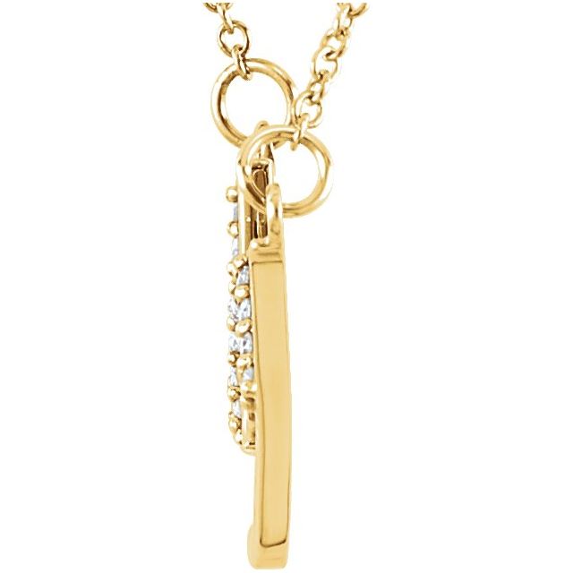 14K Yellow .06 CTW Natural Diamond "Lucky" Phrase 16 1/2" Necklace