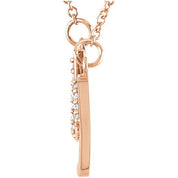 14K Rose .06 CTW Natural Diamond "Lucky" Phrase 16 1/2" Necklace