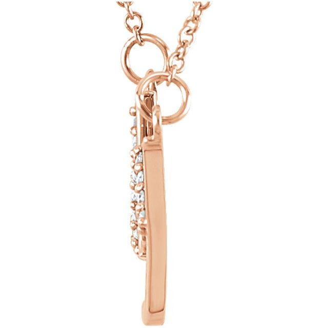 14K Rose .06 CTW Natural Diamond "Lucky" Phrase 16 1/2" Necklace
