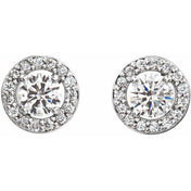 14K White 1/2 CTW Lab-Grown Diamond Halo-Style Earrings