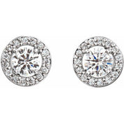 14K White 1/2 CTW Lab-Grown Diamond Halo-Style Earrings